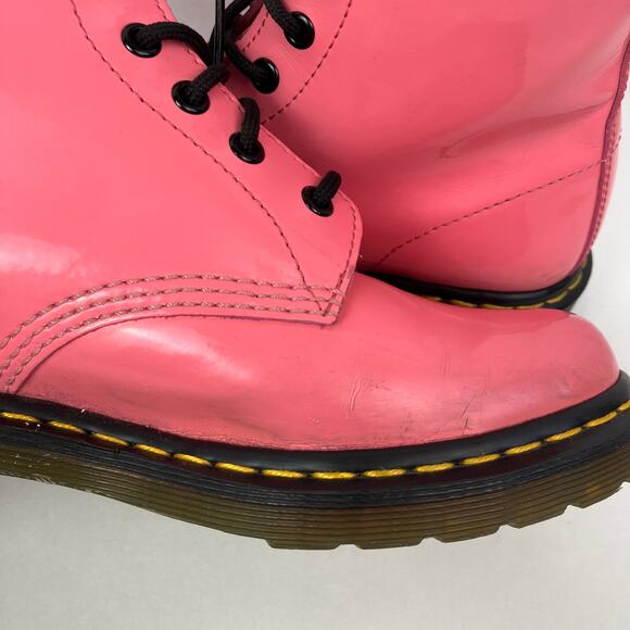 Dr Martens Wmns Sz 9 1460W Bubblegum Pink Patent Lether 8-eye Lace-up Boots - Picture 9 of 16